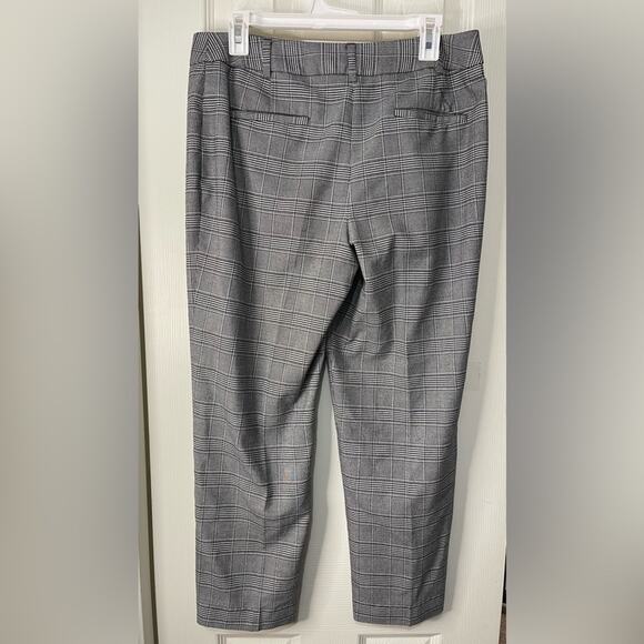 Talbots Heritage Glen Plaid Black White Crop Contemporary Trouser Work Pants 10 - Picture 3 of 5